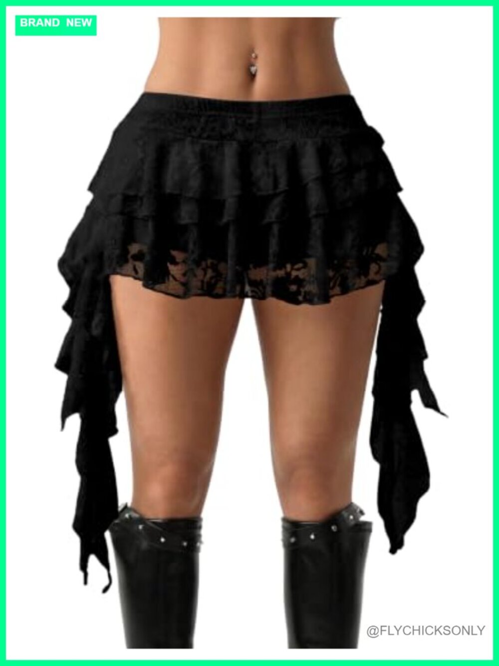 Women's Y2K Ruffle Lace Mesh Asymmetrical Skort